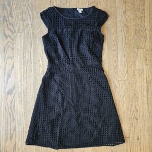 J. Crew Black Eyelet Mini Dress Size 2